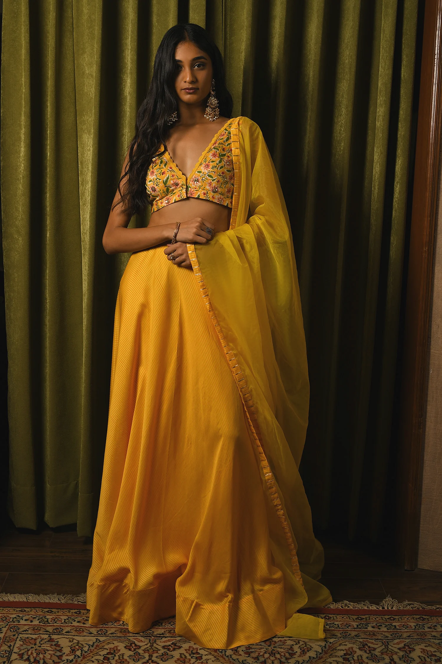 Striped Print Lehenga Set