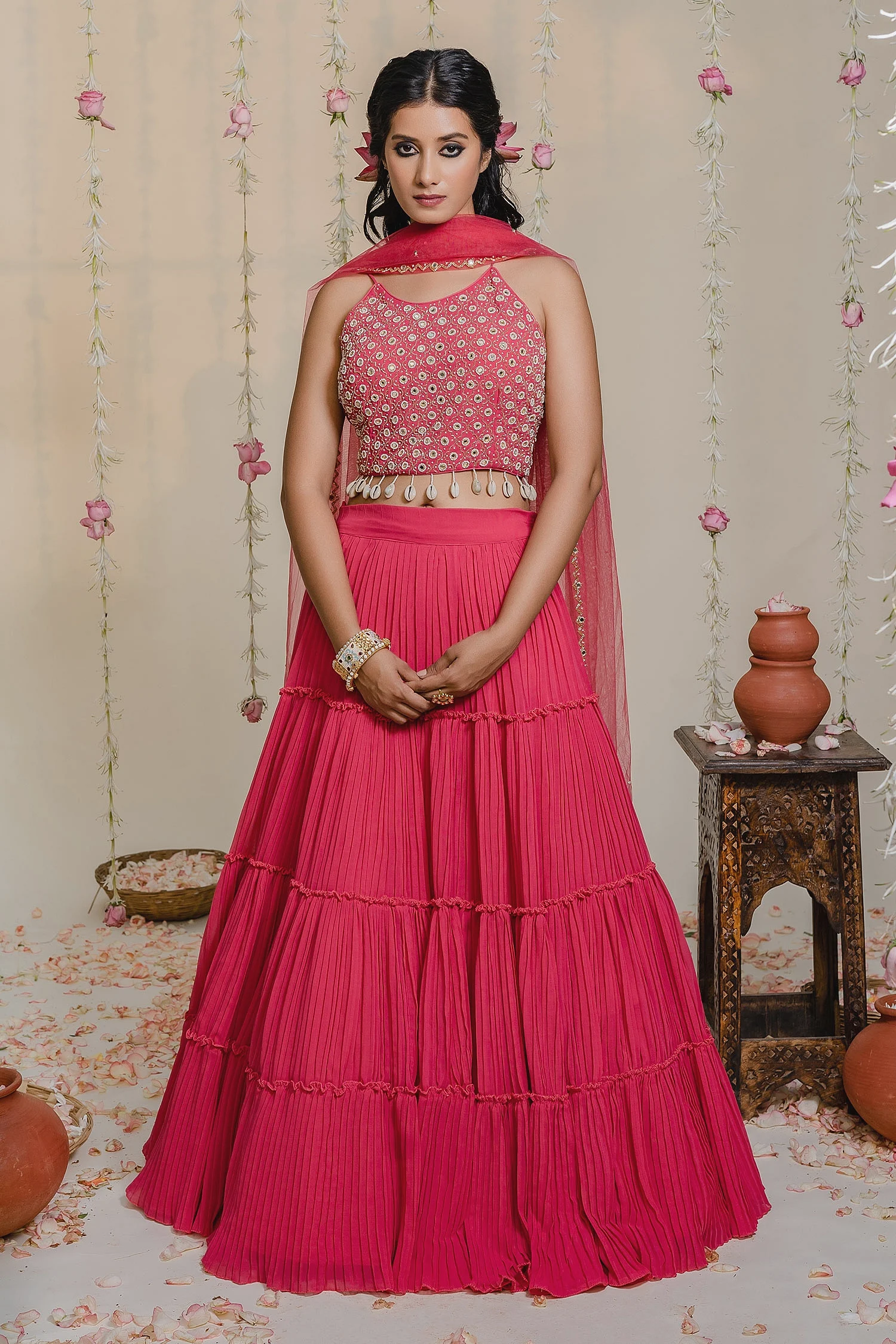 Pleated Lehenga Set