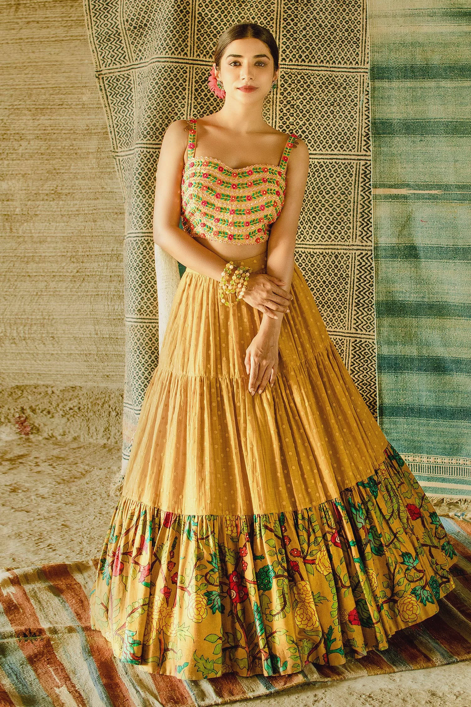 Tiered Lehenga And Blouse Set