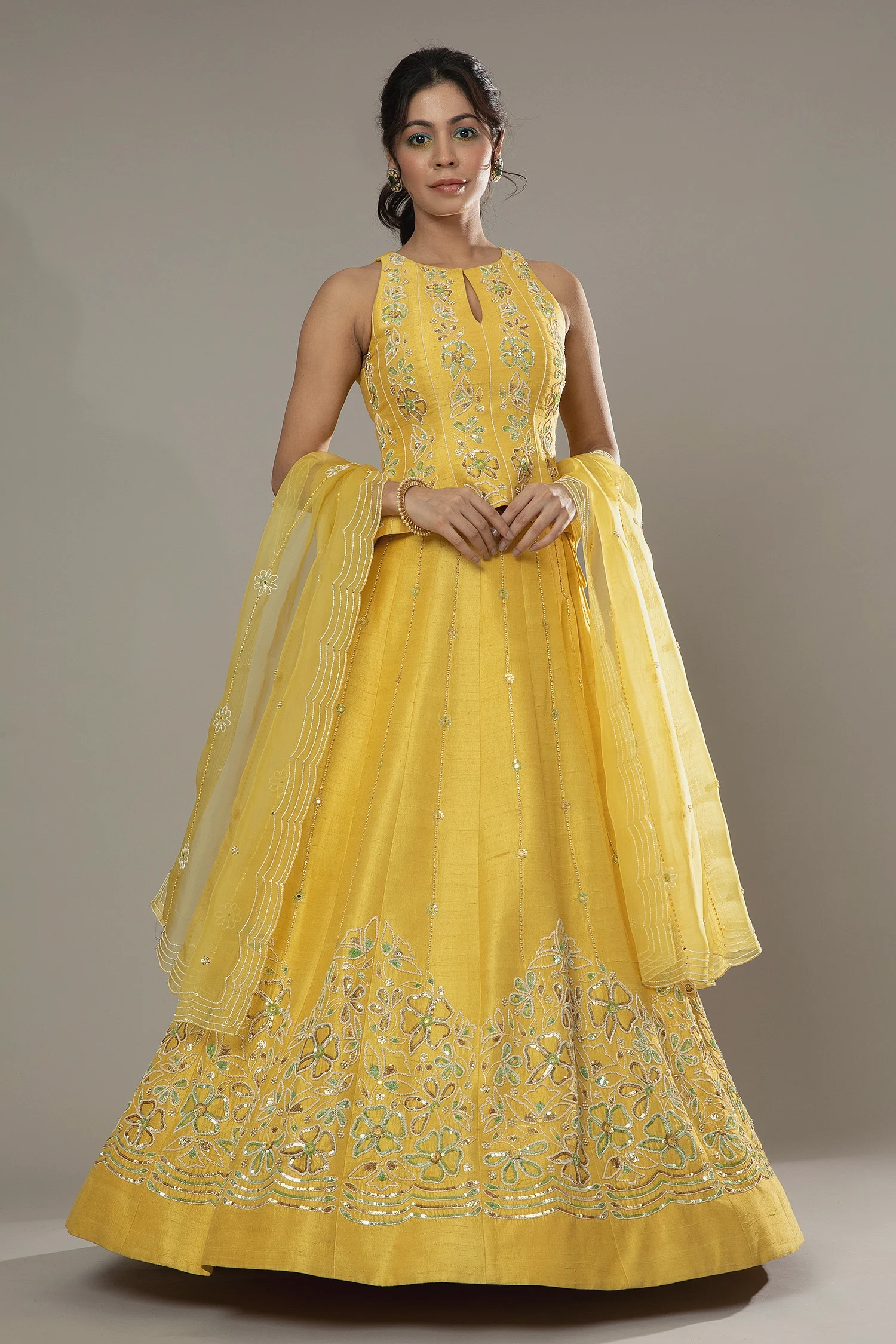 Mango Bite Hand Embroidered Bridal Lehenga Set