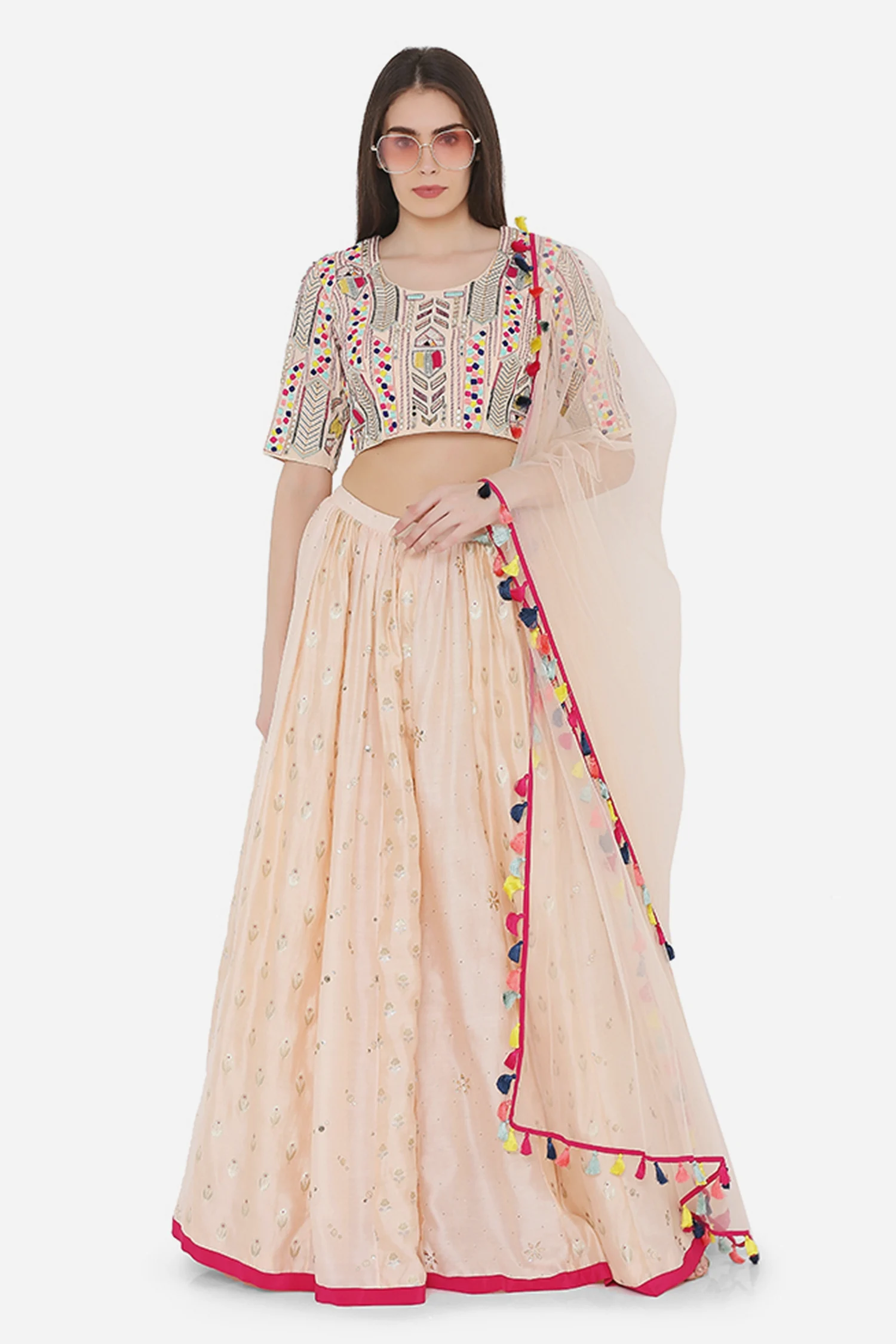 Embroidered Panelled Lehenga Set