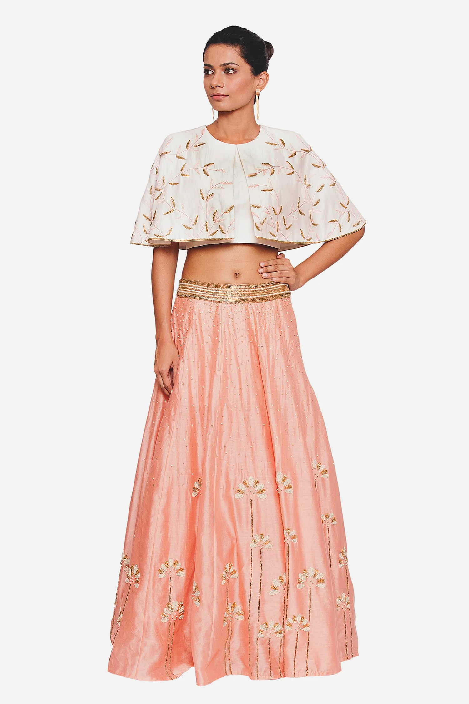 Embroidered Cape & Skirt Set