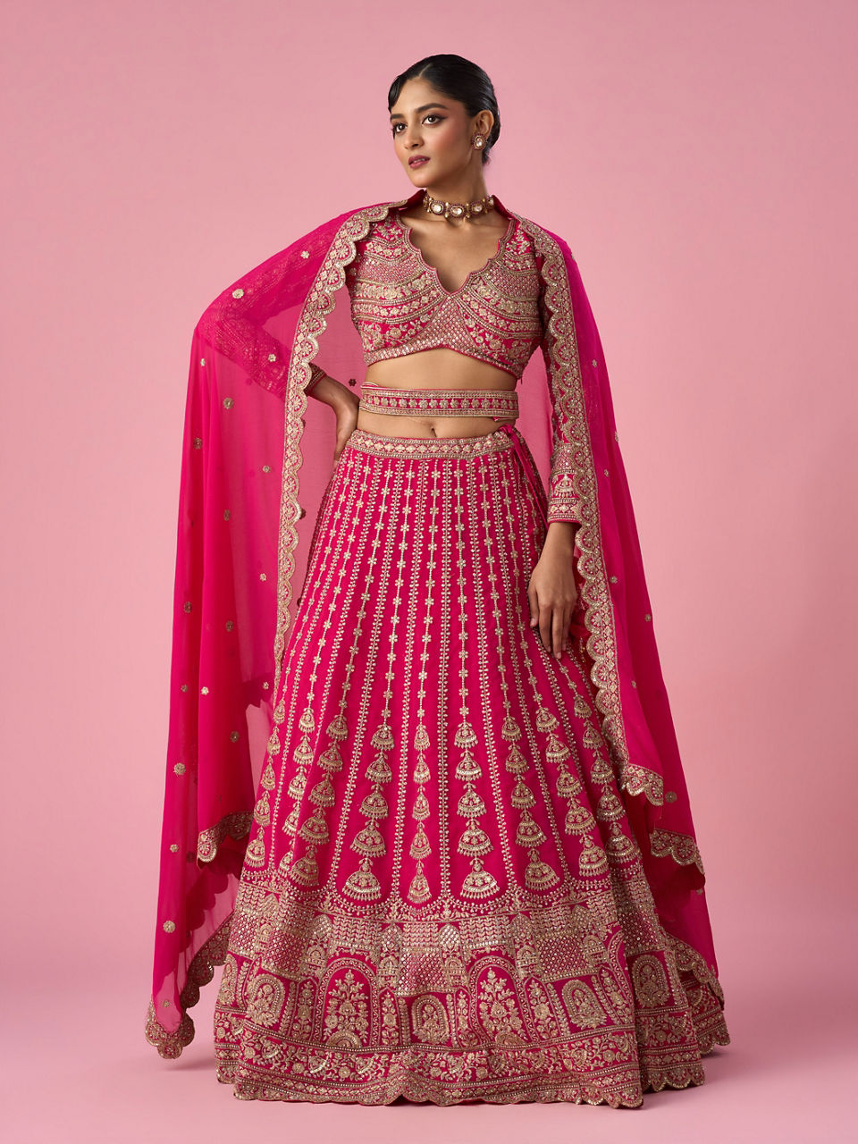 Pink Georgette Lehenga with Sequin Work