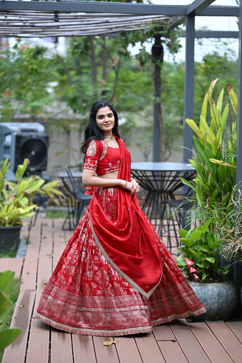 The Rajkumari Crimson Lehenga