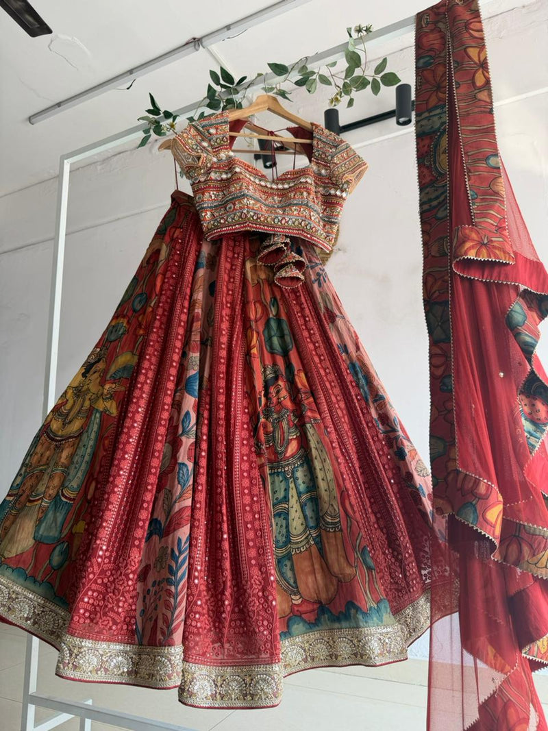 Multicolor Kalamkari Lehenga